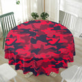 Red Pink And Black Camouflage Print Waterproof Round Tablecloth