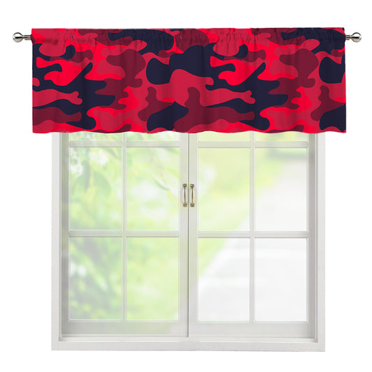 Red Pink And Black Camouflage Print Window Valance