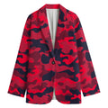 Red Pink And Black Camouflage Print Women's Cotton Blazer