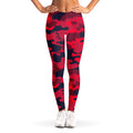 Red Pink And Black Camouflage Print Women's Leggings