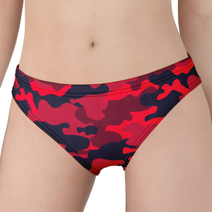 Red Pink And Black Camouflage Print Women's Panties