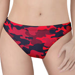 Red Pink And Black Camouflage Print Women's Thong