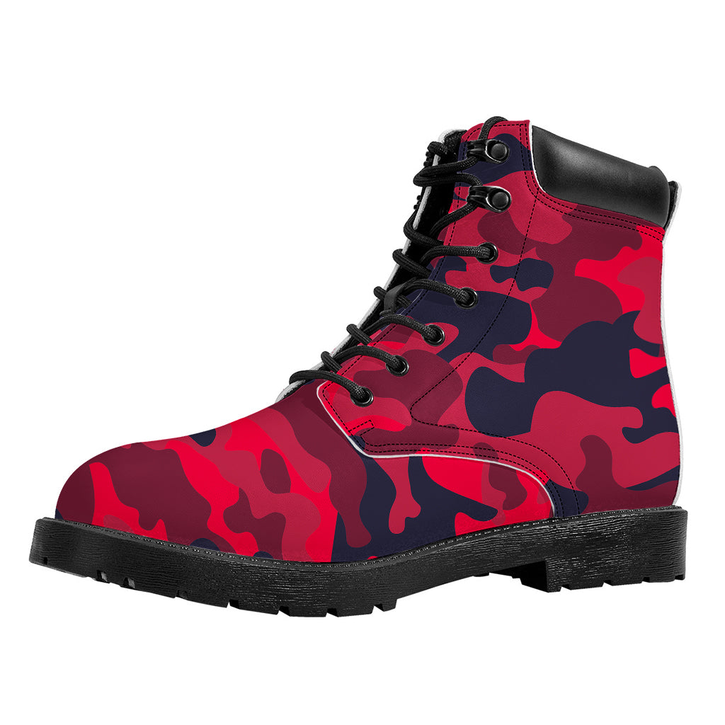 Red Pink And Black Camouflage Print Work Boots