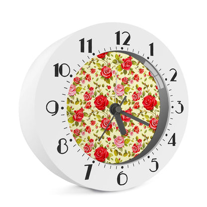Red Pink Rose Floral Pattern Print Alarm Clock
