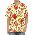 Red Pink Rose Floral Pattern Print Aloha Shirt