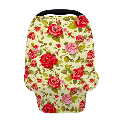 Red Pink Rose Floral Pattern Print Baby Seat Cover