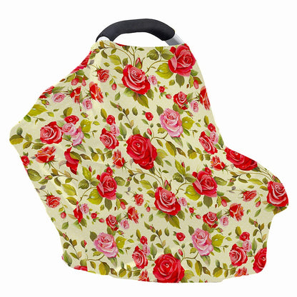 Red Pink Rose Floral Pattern Print Baby Seat Cover