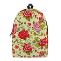 Red Pink Rose Floral Pattern Print School Backpack