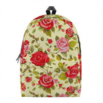 Red Pink Rose Floral Pattern Print Backpack