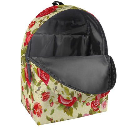 Red Pink Rose Floral Pattern Print Backpack