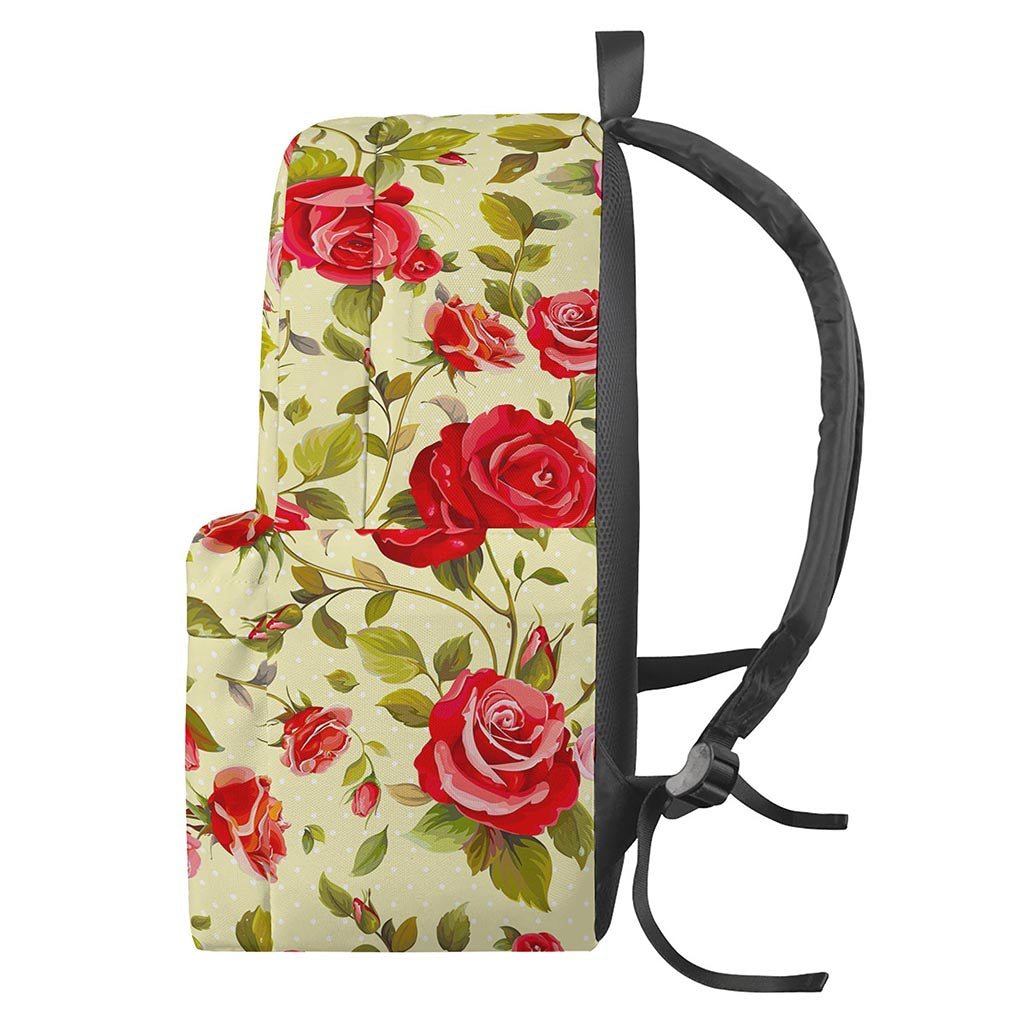 Red Pink Rose Floral Pattern Print Backpack