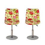 Red Pink Rose Floral Pattern Print Bar Stool Covers