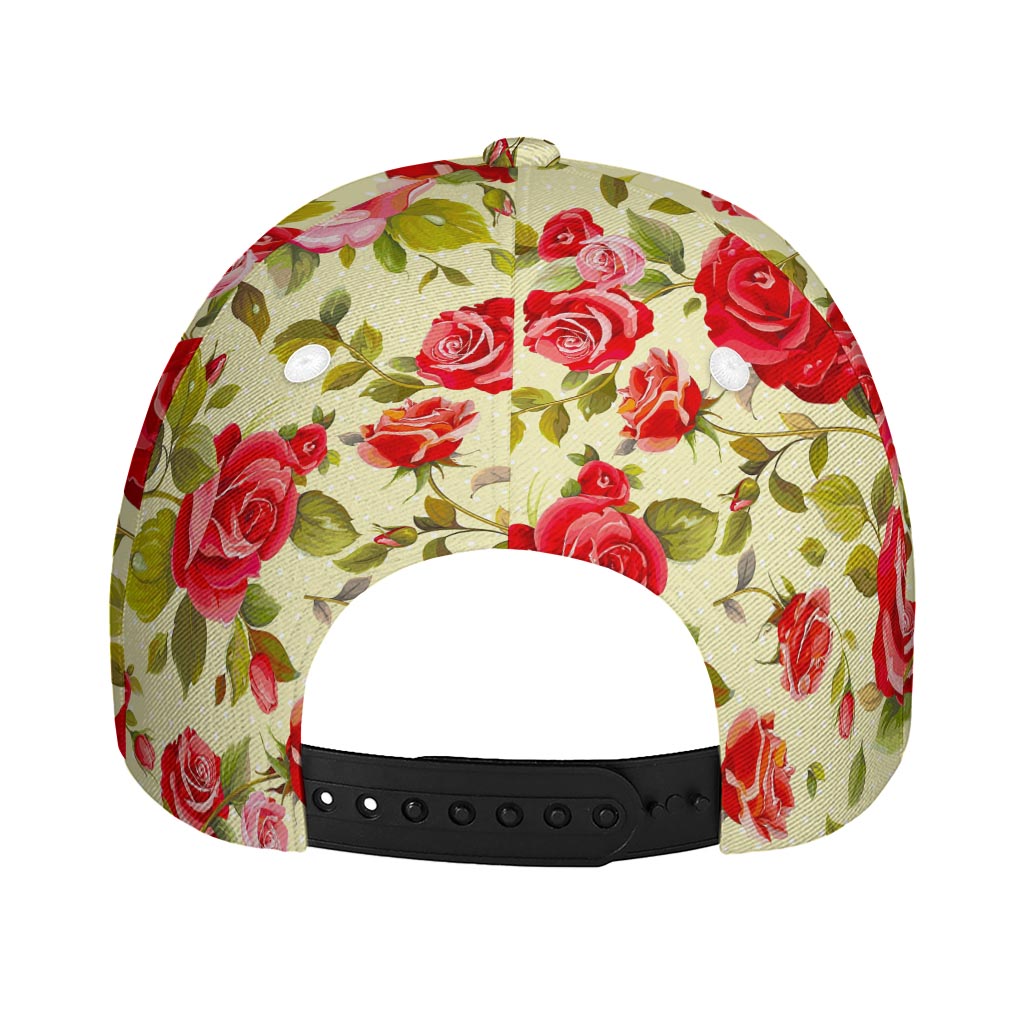 Red Pink Rose Floral Pattern Print Baseball Cap
