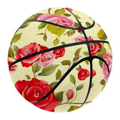 Red Pink Rose Floral Pattern Print Basketball