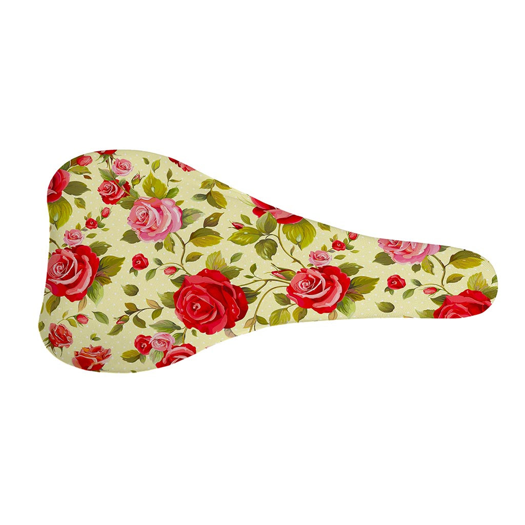 Red Pink Rose Floral Pattern Print Bicycle Seat Cover