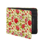 Red Pink Rose Floral Pattern Print Bifold Wallet