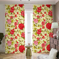 Red Pink Rose Floral Pattern Print Dimout Pencil Pleat Curtains