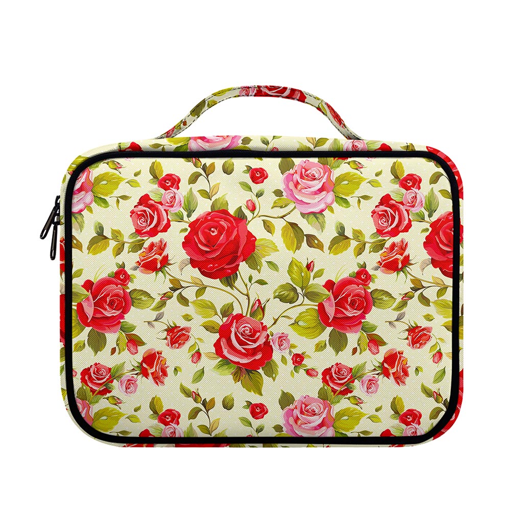 Red Pink Rose Floral Pattern Print Briefcase Bible Bag