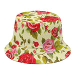 Red Pink Rose Floral Pattern Print Bucket Hat