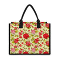 Red Pink Rose Floral Pattern Print Canvas Tote Bag