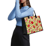 Red Pink Rose Floral Pattern Print Canvas Tote Bag