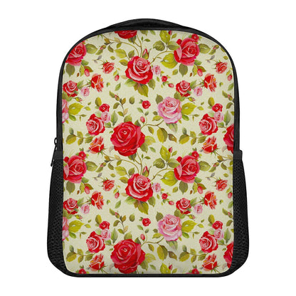 Red Pink Rose Floral Pattern Print Casual Backpack