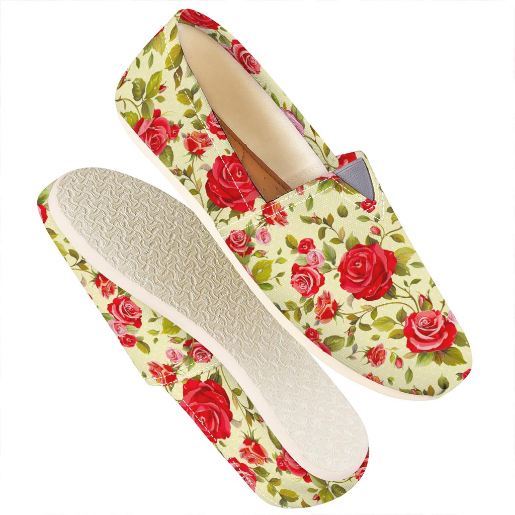 Red Pink Rose Floral Pattern Print Casual Shoes