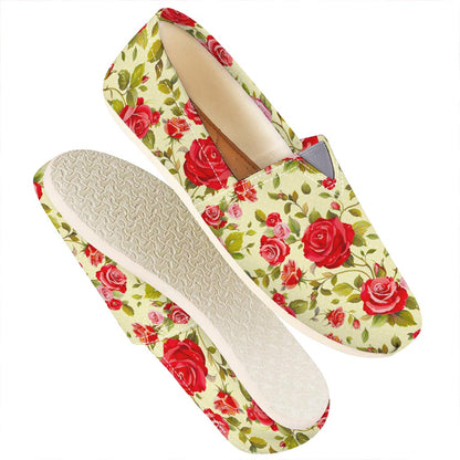 Red Pink Rose Floral Pattern Print Casual Shoes