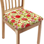 Red Pink Rose Floral Pattern Print Chair Cushion Cover