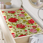 Red Pink Rose Floral Pattern Print Changing Pad Cover