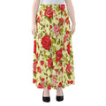 Red Pink Rose Floral Pattern Print Chiffon Maxi Skirt