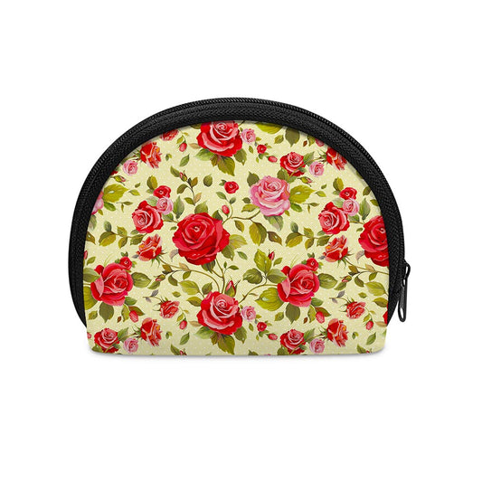 Red Pink Rose Floral Pattern Print Coin Purse