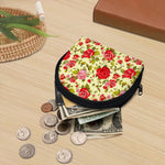 Red Pink Rose Floral Pattern Print Coin Purse