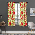 Red Pink Rose Floral Pattern Print Grommet Curtain Panels