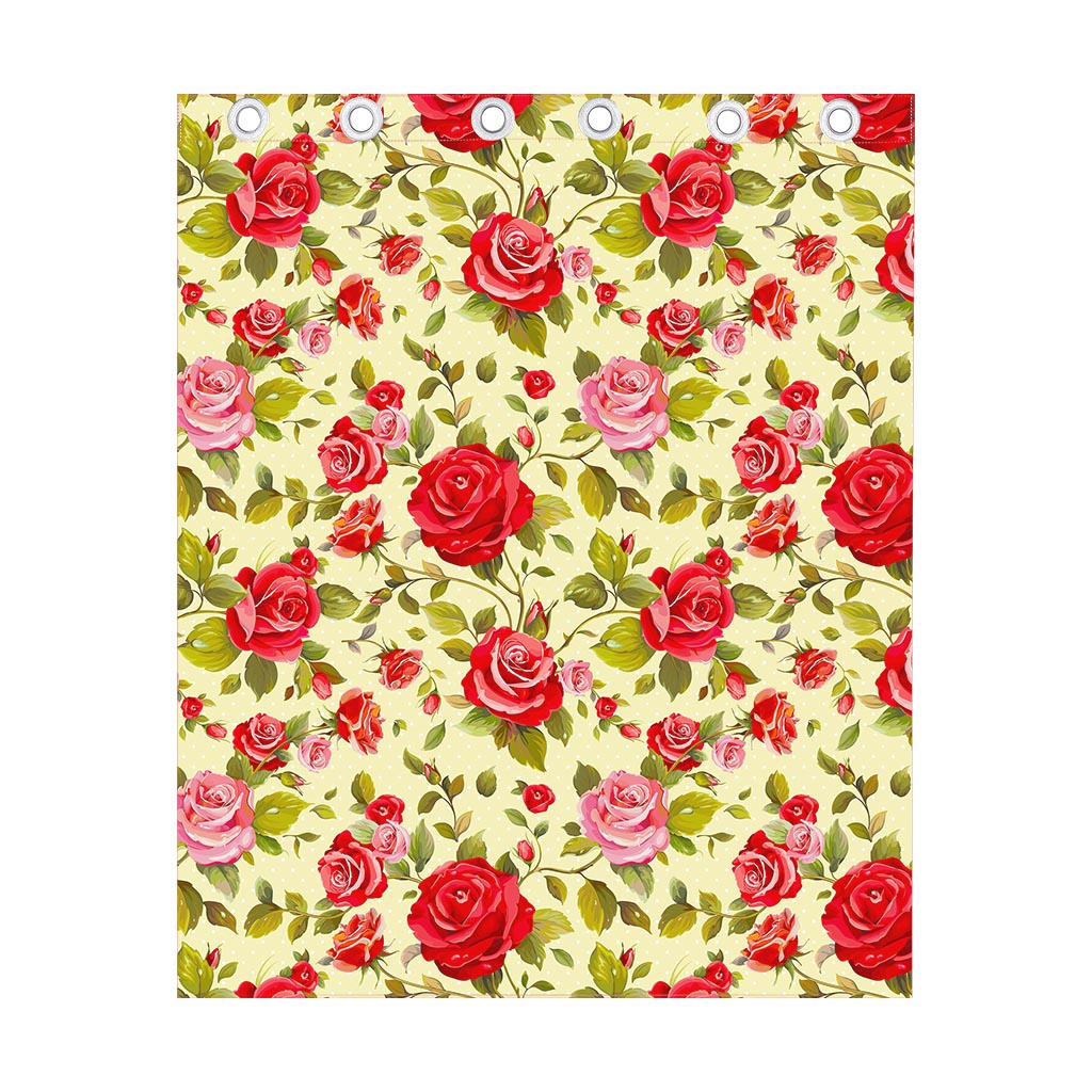 Red Pink Rose Floral Pattern Print Curtain