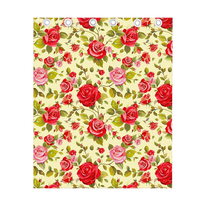 Red Pink Rose Floral Pattern Print Curtain