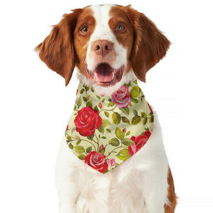 Red Pink Rose Floral Pattern Print Dog Bandana