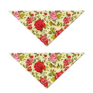 Red Pink Rose Floral Pattern Print Dog Bandana