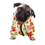 Red Pink Rose Floral Pattern Print Dog Zip Up Hoodie