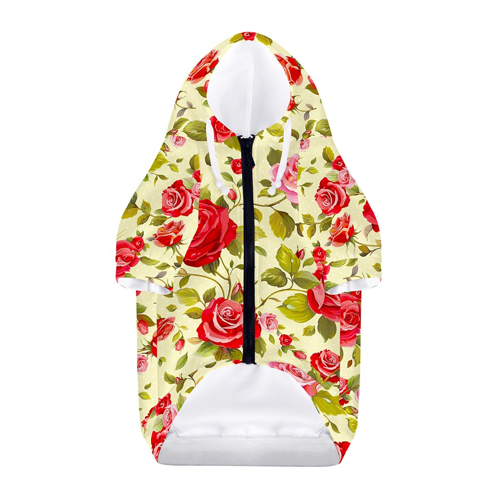 Red Pink Rose Floral Pattern Print Dog Zip Up Hoodie