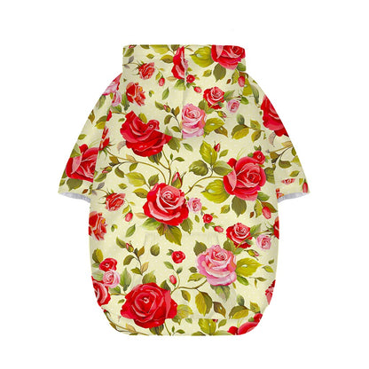 Red Pink Rose Floral Pattern Print Dog Zip Up Hoodie