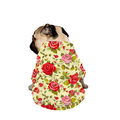 Red Pink Rose Floral Pattern Print Dog Zip Up Jacket
