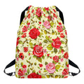 Red Pink Rose Floral Pattern Print Drawstring Backpack