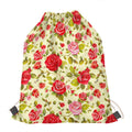 Red Pink Rose Floral Pattern Print Drawstring Bag