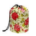 Red Pink Rose Floral Pattern Print Drawstring Makeup Bag