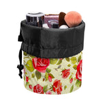 Red Pink Rose Floral Pattern Print Drawstring Makeup Bag