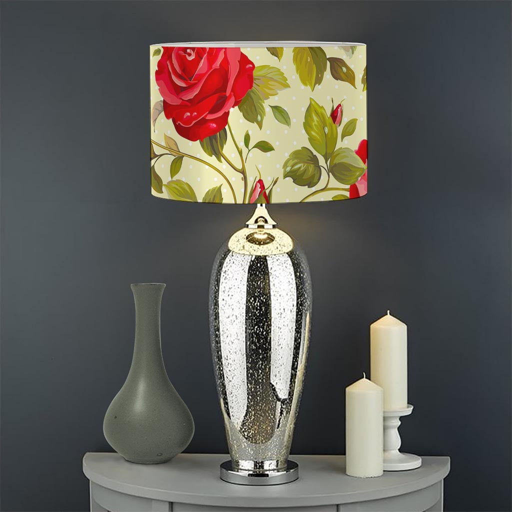 Red Pink Rose Floral Pattern Print Drum Lamp Shade