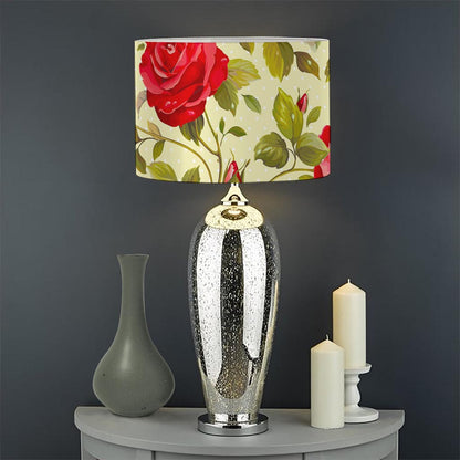 Red Pink Rose Floral Pattern Print Drum Lamp Shade
