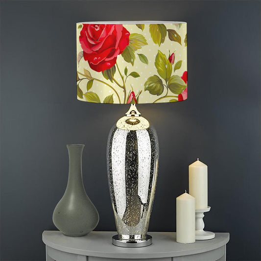 Red Pink Rose Floral Pattern Print Drum Lamp Shade