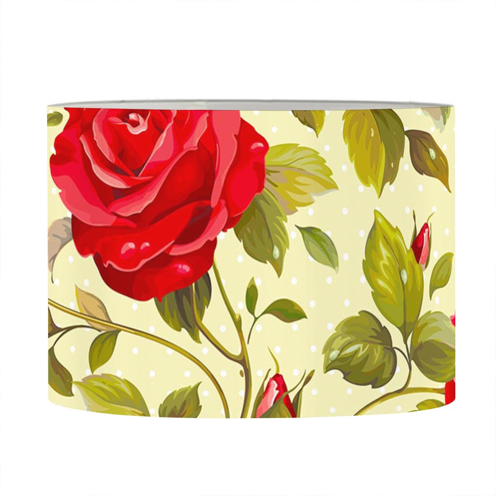 Red Pink Rose Floral Pattern Print Drum Lamp Shade